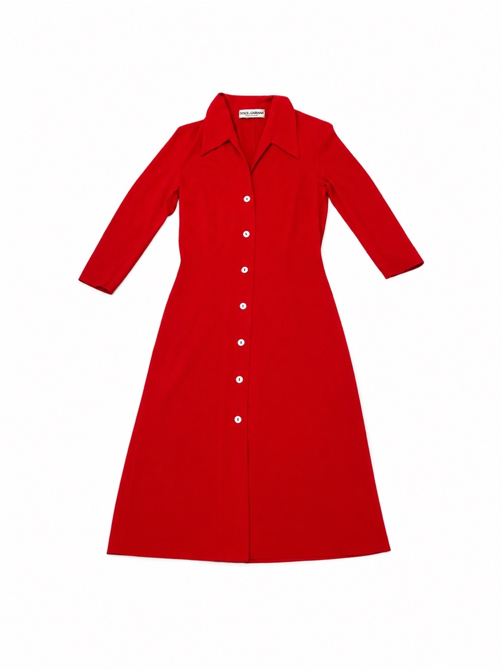 Dolce & Gabbana GB Button Up V Neck Couture Collared A Line Midi Dress - Picture 3 of 7